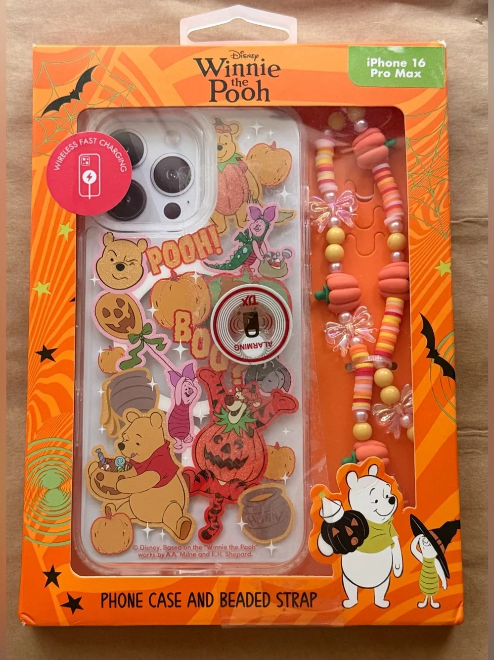 Disney Winnie the Pooh Halloween iPhone 16 Pro Max Case with Beaded Strap